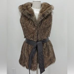Coffeehouse Fox Faux Fur VEST  Small Brown NWT